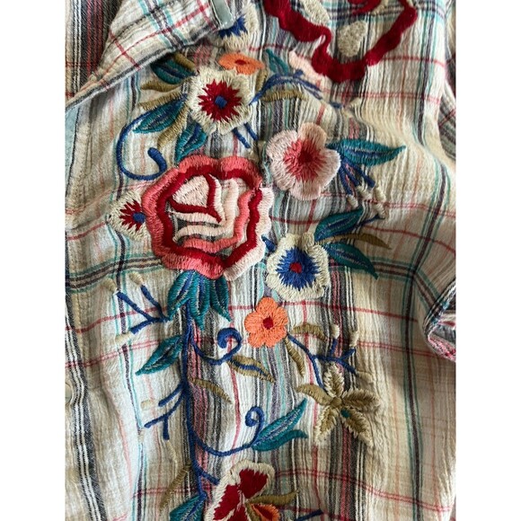 Kyla Seo Plaid High Low Dress Tunic XS Embroidered Boho - Picture 8 of 11